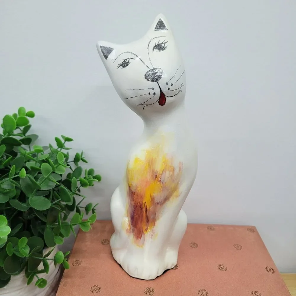 Long Neck Vintage Whimsical Cat Statue Figurine